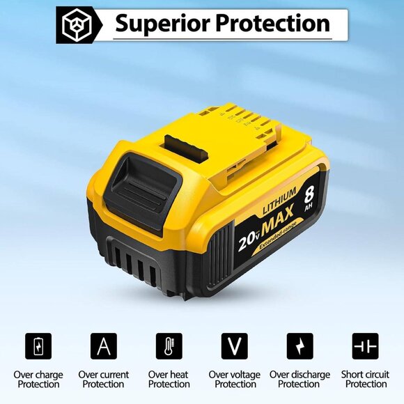 8000mAh DeWalt 20V Max Replacement Battery - Compatible with DCB200-DCB207 - Picture 4 of 5